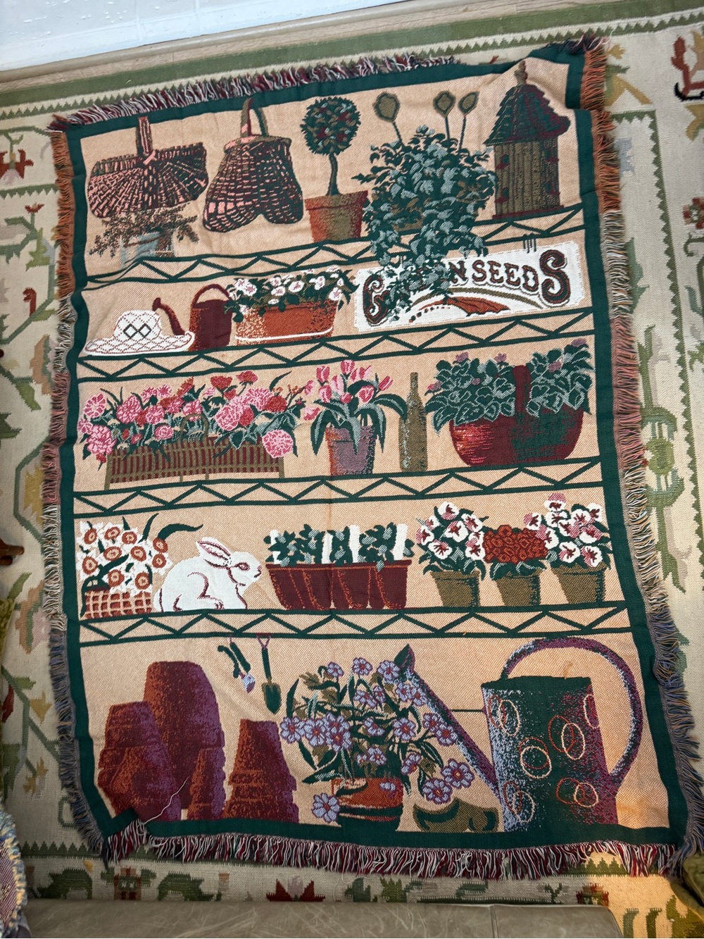 Garden Shelf Tapestry Throw Blanket